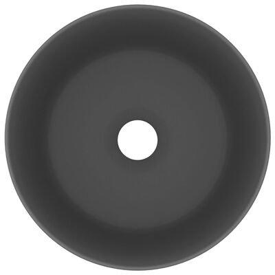 vidaXL Νιπτήρας Πολυτελής Στρογγυλός Σκ. Γκρι Ματ 40x15 εκ. Κεραμικός