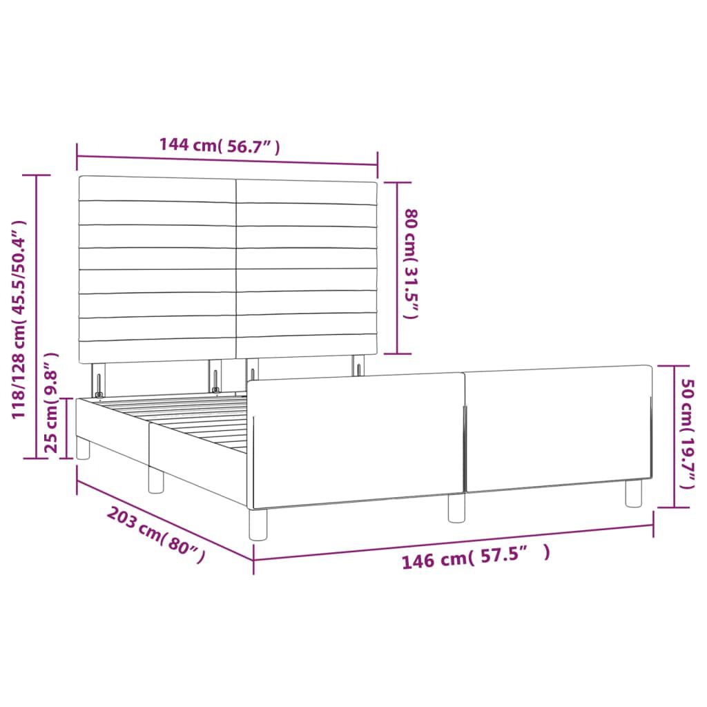 vidaXL Σκελετός Κρεβατιού Χωρίς Στρώμα Μαύρο 140x200 εκ.Υφασμάτινο