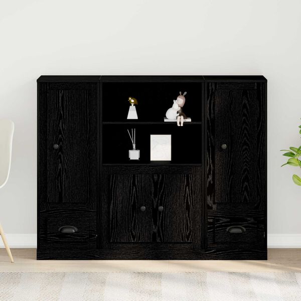 vidaXL Βιβλιοθήκη Μαύρη Οξυά 132 x 35.5 x 103.5 εκ Επεξεργασμένο ξύλο