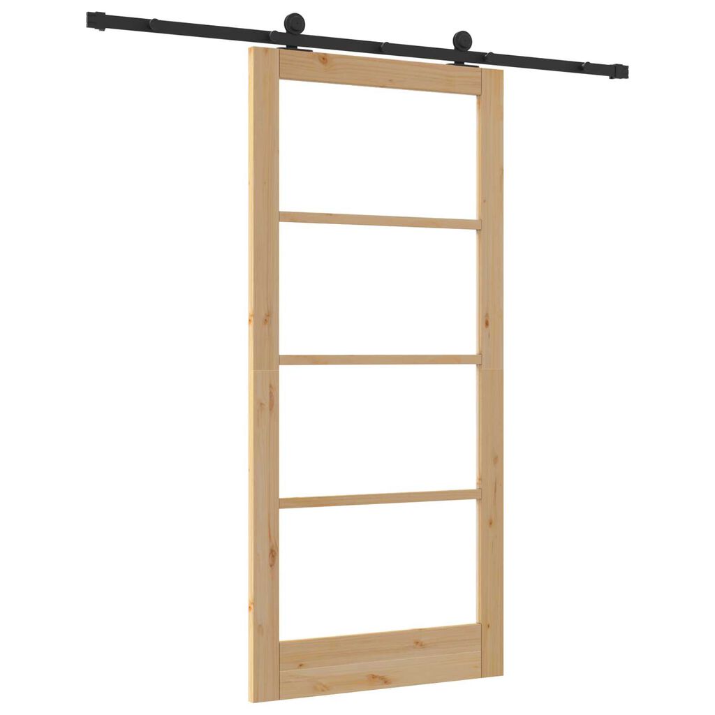 vidaXL Συρόμενη Πόρτα ORKDAL Καφέ 93 x 202 cm Ξύλο και μέταλλο