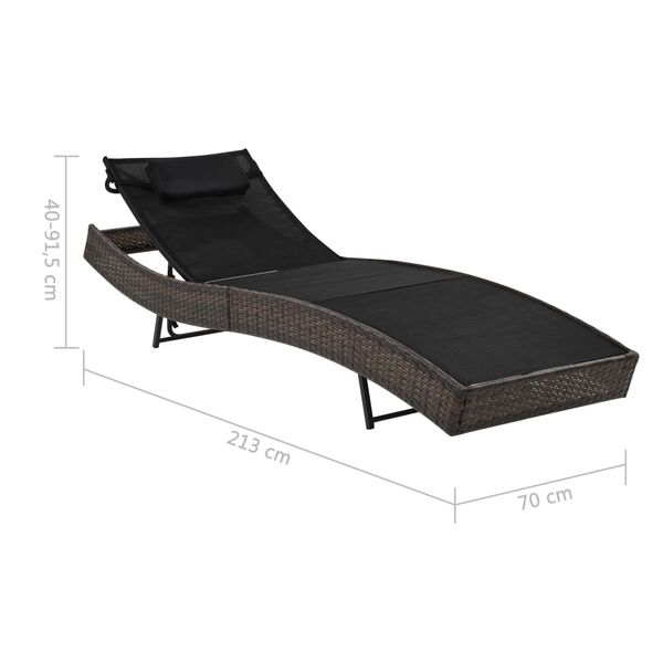 vidaXL Ξαπλώστρα Καφέ από Συνθετικό Ρατάν με Μαξιλάρι