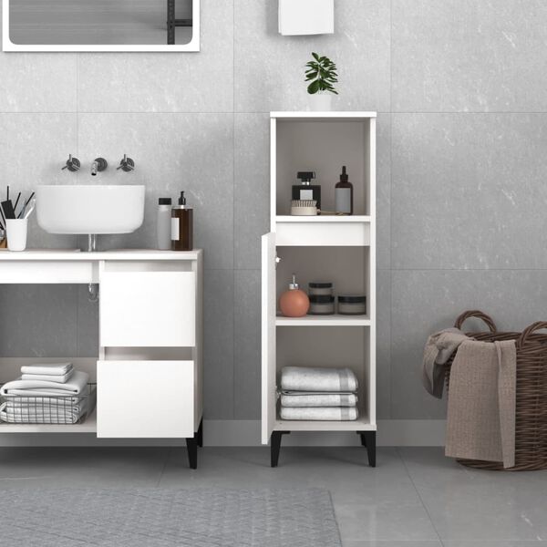 vidaXL Ντουλάπι Μπάνιου Λευκό 30 x 30 x 100 εκ. από Επεξεργασμένο Ξύλο