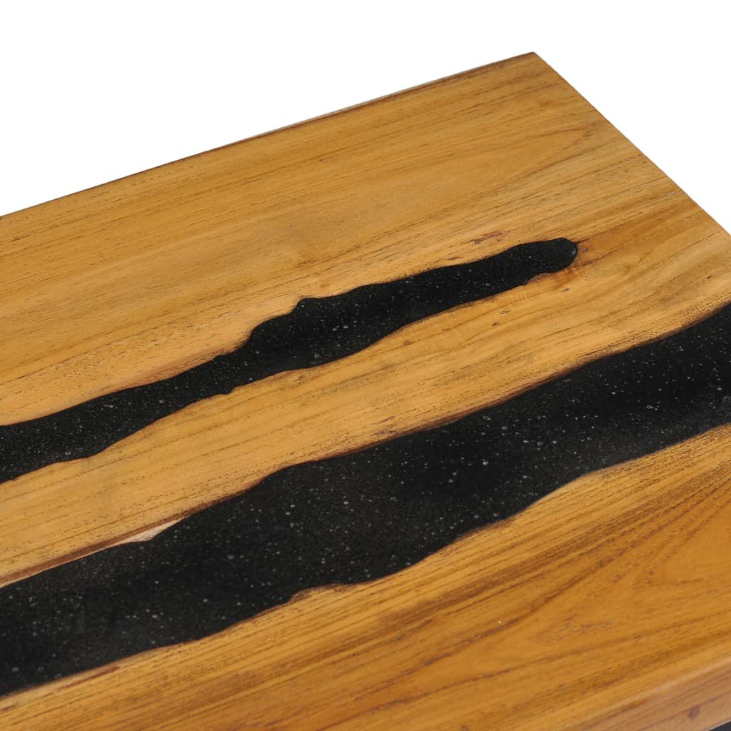 vidaXL Τραπέζι Σαλονιού 100x50x40 εκ. Μασίφ Ξύλο Teak/Ηφαιστ. Πέτρωμα