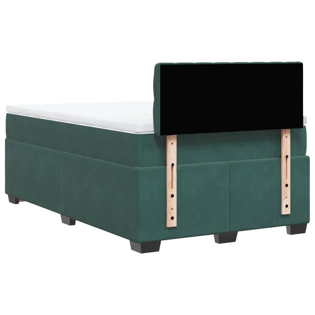 vidaXL Κρεβάτι Boxspring με Στρώμα Σκούρο Πράσινο 120x200εκ. Βελούδινο