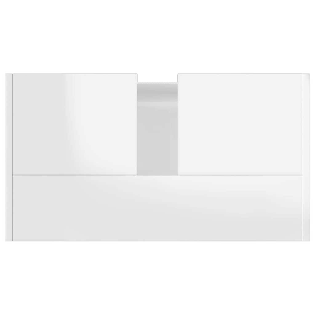 vidaXL Ντουλάπι Νιπτήρα Γυαλιστερό Λευκό 60 x 33 x 61 εκ. Επεξ. Ξύλο
