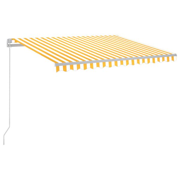 vidaXL Τέντα Συρόμενη Χειροκίνητη με LED Κίτρινο/Λευκό 300 x 250 εκ.