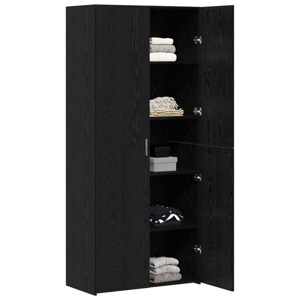 vidaXL Highboard Μαύρη δρυς 40 x 42,5 x 185 εκ. Επεξεργασμένο ξύλο