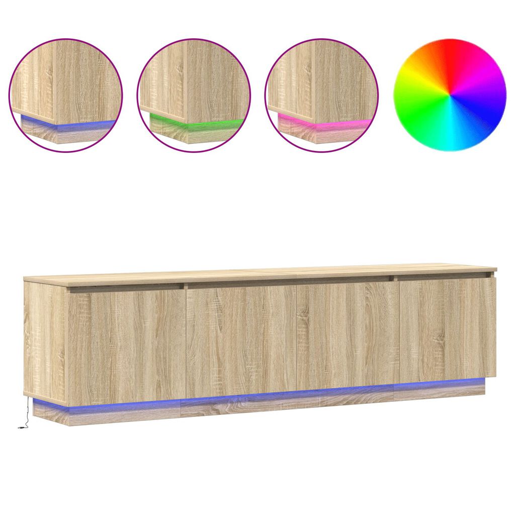vidaXL Ντουλάπι τηλεόρασης με LED Σολονά Οξιά 180x38x49 εκ. Επεξεργασμένο ξύλο