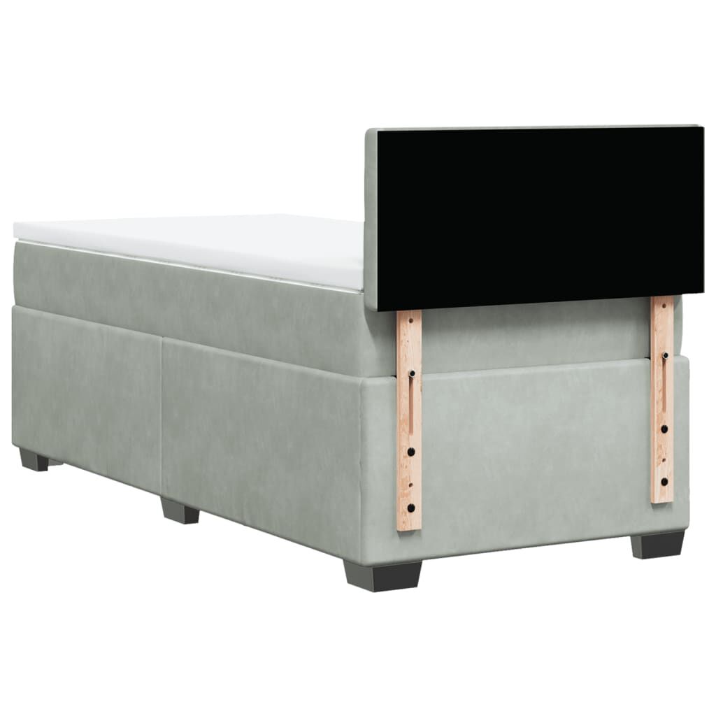 vidaXL Κρεβάτι Boxspring με Στρώμα Ανοιχτό Γκρι 90x200 εκ. Βελούδινο
