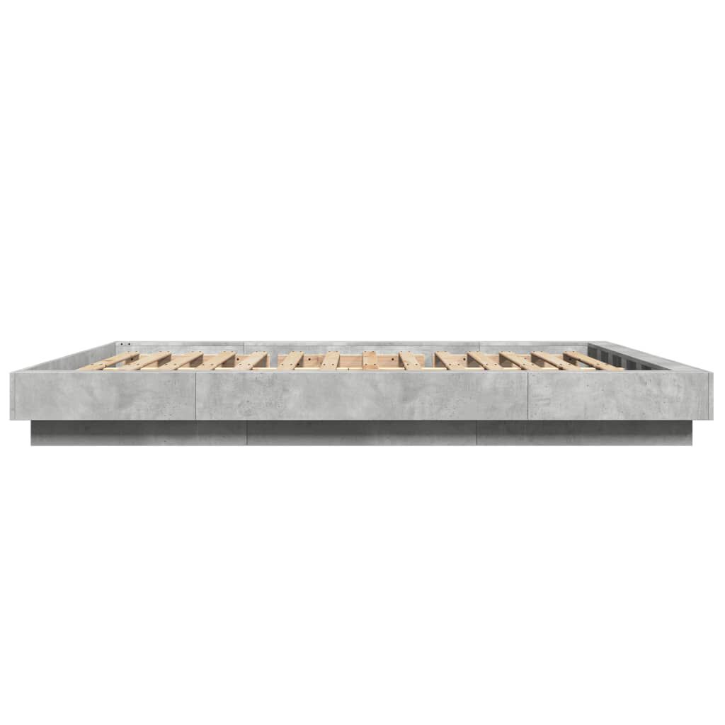 vidaXL Πλαίσιο Κρεβατιού με LED Γκρι Σκυρ. 150x200 εκ. Επεξ. Ξύλο