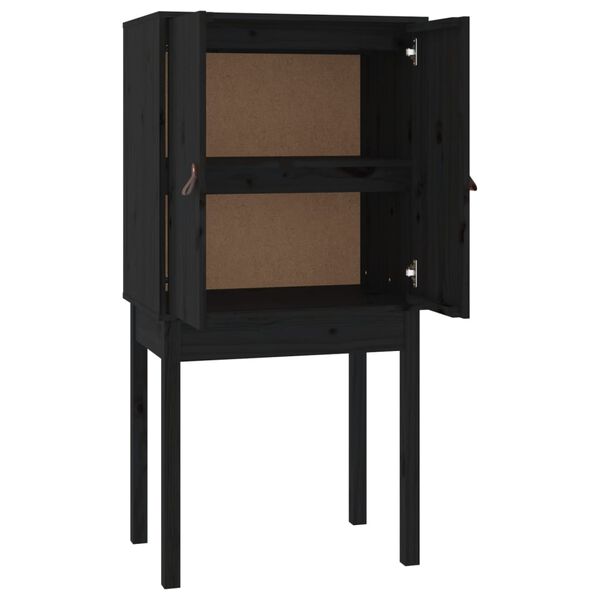 vidaXL Ντουλάπι Ψηλό Μαύρο 60x40x120 εκ. από Μασίφ Ξύλο Πεύκου