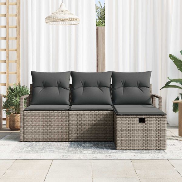 vidaXL Σετ Καναπέ Κήπου 4 pcs Γκρι 175 x 117 x 85 εκ. Πολυ ράταν