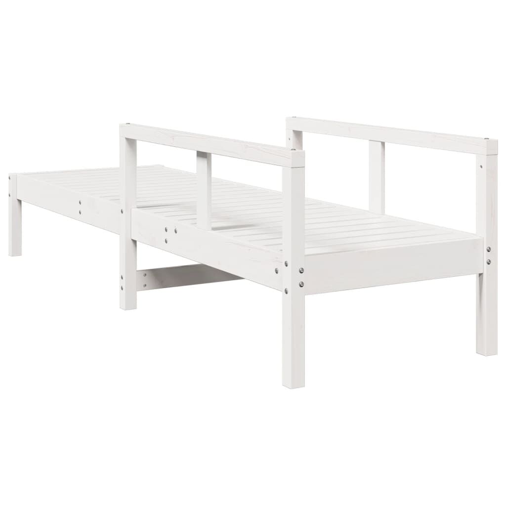 vidaXL Ξαπλώστρα Λευκή 199,5x62x55 εκ. από Μασίφ Ξύλο Πεύκου