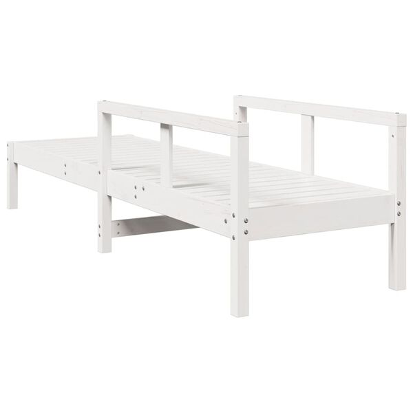 vidaXL Ξαπλώστρα Λευκή 199,5x62x55 εκ. από Μασίφ Ξύλο Πεύκου