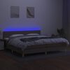 vidaXL &Kappa;&rho;&epsilon;&beta;ά&tau;&iota; Boxspring &mu;&epsilon; &Sigma;&tau;&rho;ώ&mu;&alpha; & LED Taupe 200x200 &epsilon;&kappa;. &Upsilon;&phi;&alpha;&sigma;&mu;ά&tau;&iota;&nu;&omicron;