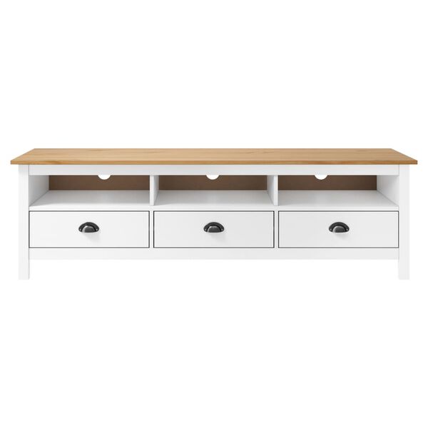vidaXL Έπιπλο Τηλεόρασης Hill Λευκό 158x40x47 εκ. Ξύλο Πεύκου