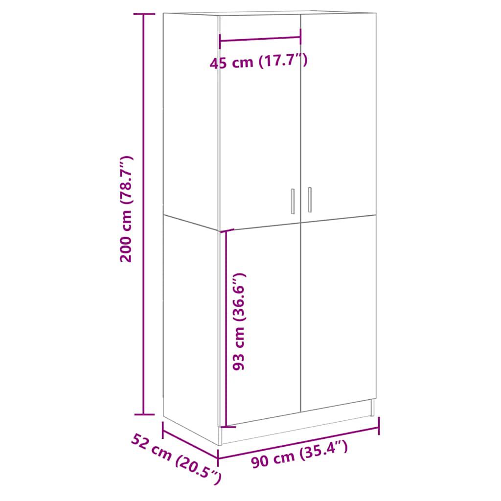 vidaXL Ντουλάπα Τεχνίτης Δρυς 90x52x200 εκ Επεξεργασμένο Ξύλο