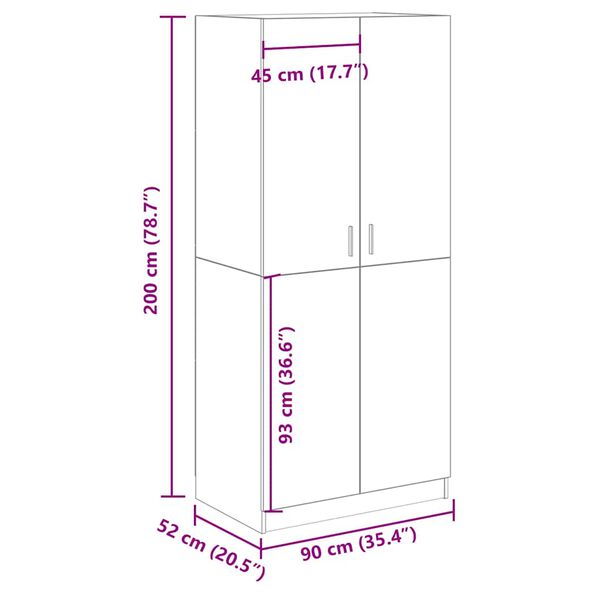 vidaXL Ντουλάπα Τεχνίτης Δρυς 90x52x200 εκ Επεξεργασμένο Ξύλο
