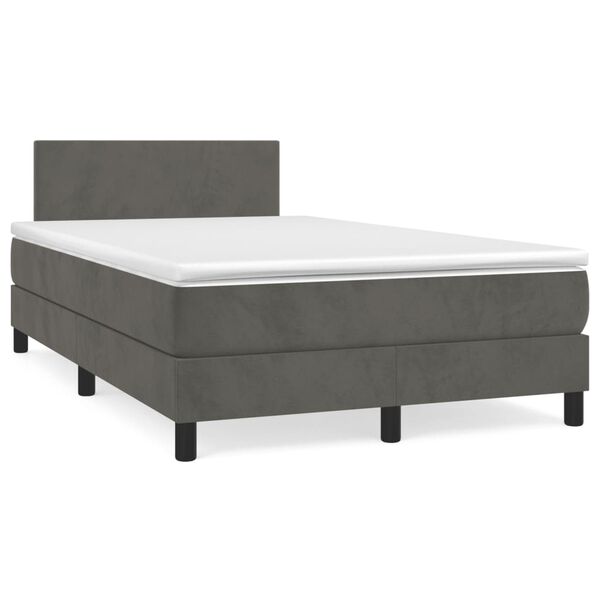 vidaXL Κρεβάτι Boxspring με Στρώμα Σκούρο Γκρι 120x200 εκ. Βελούδινο