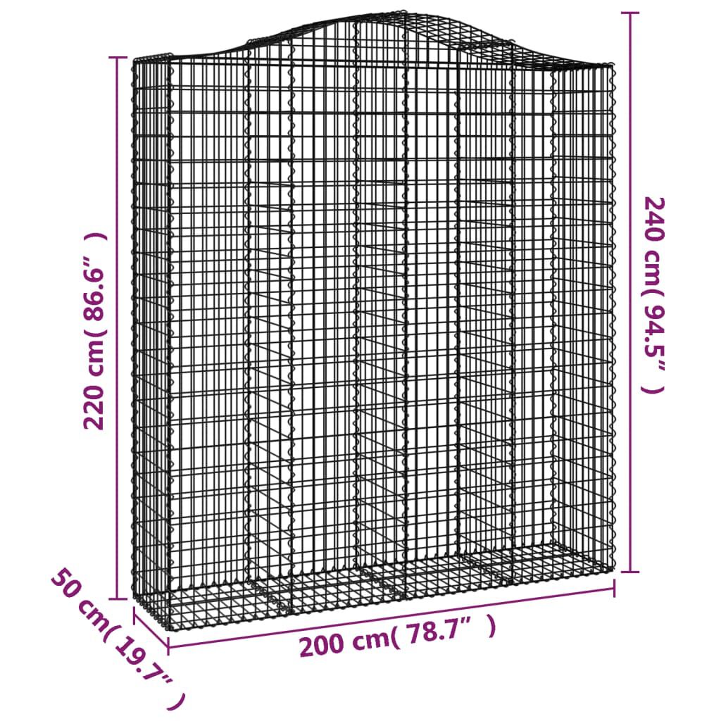 vidaXL Συρματοκιβώτια Τοξωτά 14 τεμ. 200x50x220/240 εκ. Γαλβαν. Ατσάλι