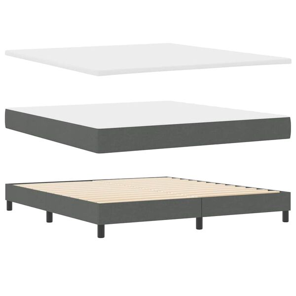 vidaXL Κρεβάτι box spring με στρώμα Σκούρο γκρι 180 x 200 cm ύφασμα