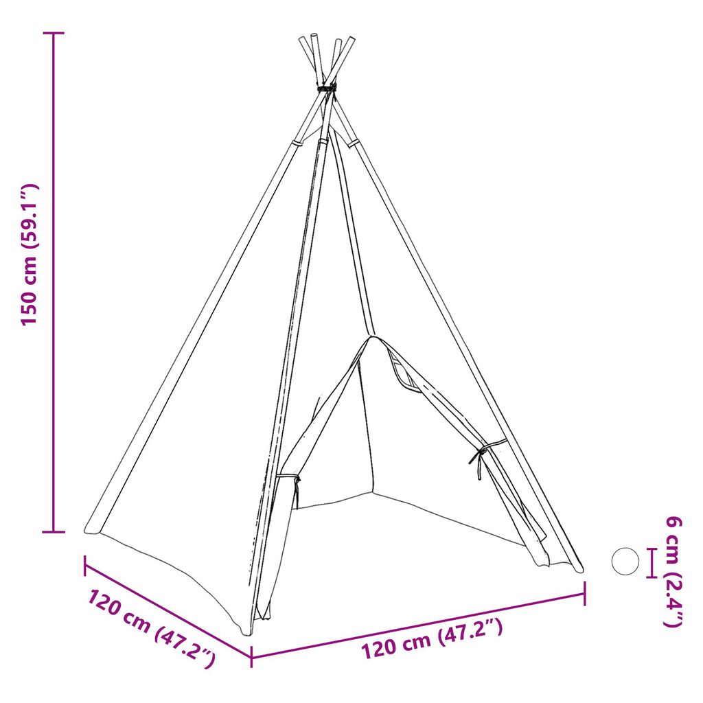 vidaXL Σκηνή Teepee για Παιδιά με Τσάντα Ροδάκινου και Μπάλες