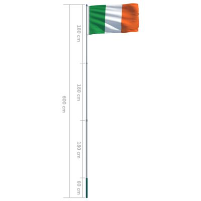 vidaXL Σημαία Ιρλανδίας 6 μ. με Ιστό Αλουμινίου
