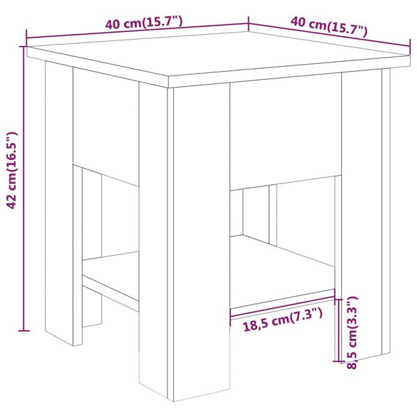 vidaXL Τραπεζάκι Σαλονιού Γκρι Σκυρ. 40 x 40 x 42εκ από Συνθετικό Ξύλο