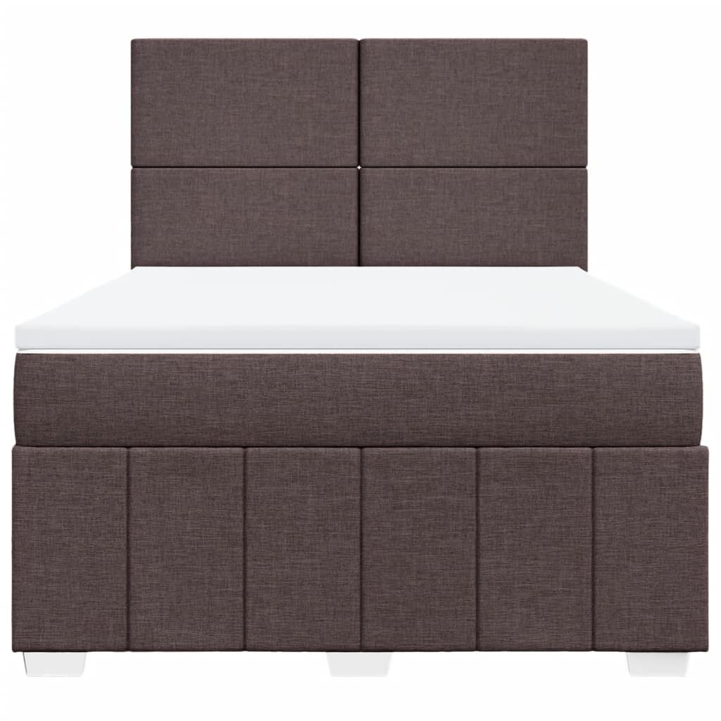 vidaXL Κρεβάτι Boxspring με Στρώμα Σκούρο Καφέ 140x190 εκ. Υφασμάτινο