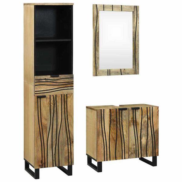 vidaXL Σετ Επίπλων Μπάνιου με συρτάρι 3 pcs Καφέ 38 x 33 x 160 εκ.