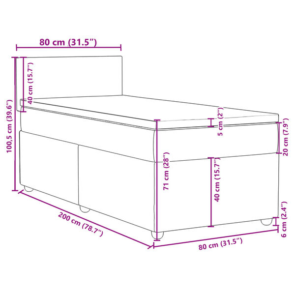 vidaXL Κρεβάτι Boxspring με Στρώμα Ανοιχτό Γκρι 80x200 εκ. Υφασμάτινο