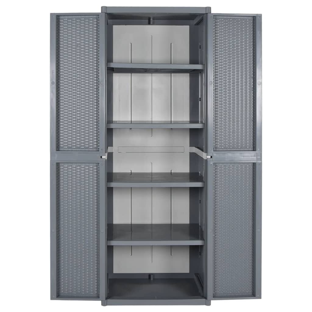 vidaXL Ντουλάπι Αποθήκευσης Κήπου Γκρι 65x45x172 εκ. από Ρατάν PP