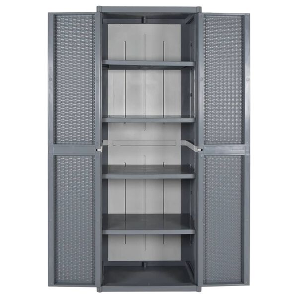 vidaXL Ντουλάπι Αποθήκευσης Κήπου Γκρι 65x45x172 εκ. από Ρατάν PP