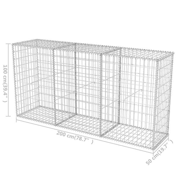vidaXL Συρματοκιβώτιο 200 x 50 x 100 εκ. από Γαλβανισμένο Χάλυβα