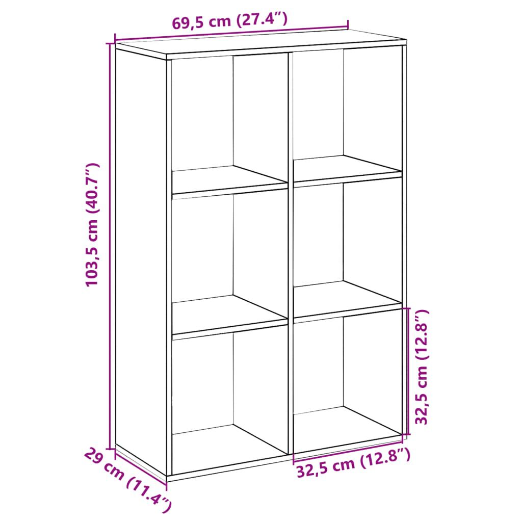 vidaXL Βιβλιοθήκη/Διαχωριστικό Χώρου Γκρι 69,5x29x103,5 εκ. Επεξ. Ξύλο