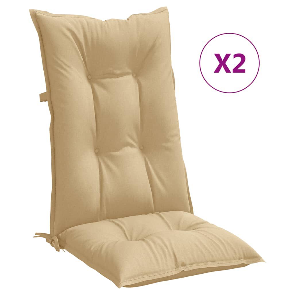 vidaXL Μαξιλάρια Καρέκλας με Πλάτη 2 τεμ. Μπεζ 120x50x7 εκ. Ύφασμα