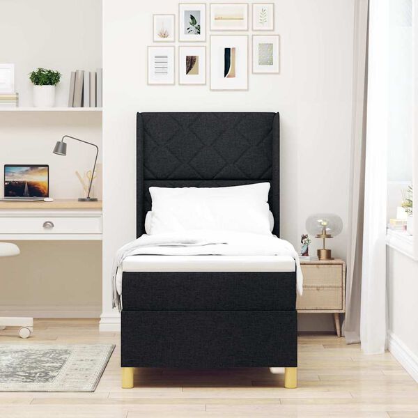 vidaXL Κρεβάτι με ελατήρια με στρώμα Μαύρο 80 x 200 cm ύφασμα