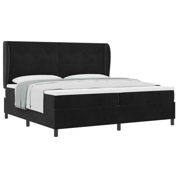 vidaXL Κρεβάτι με ελατήρια με στρώμα Μαύρο 200 x 200 cm Βελούδο