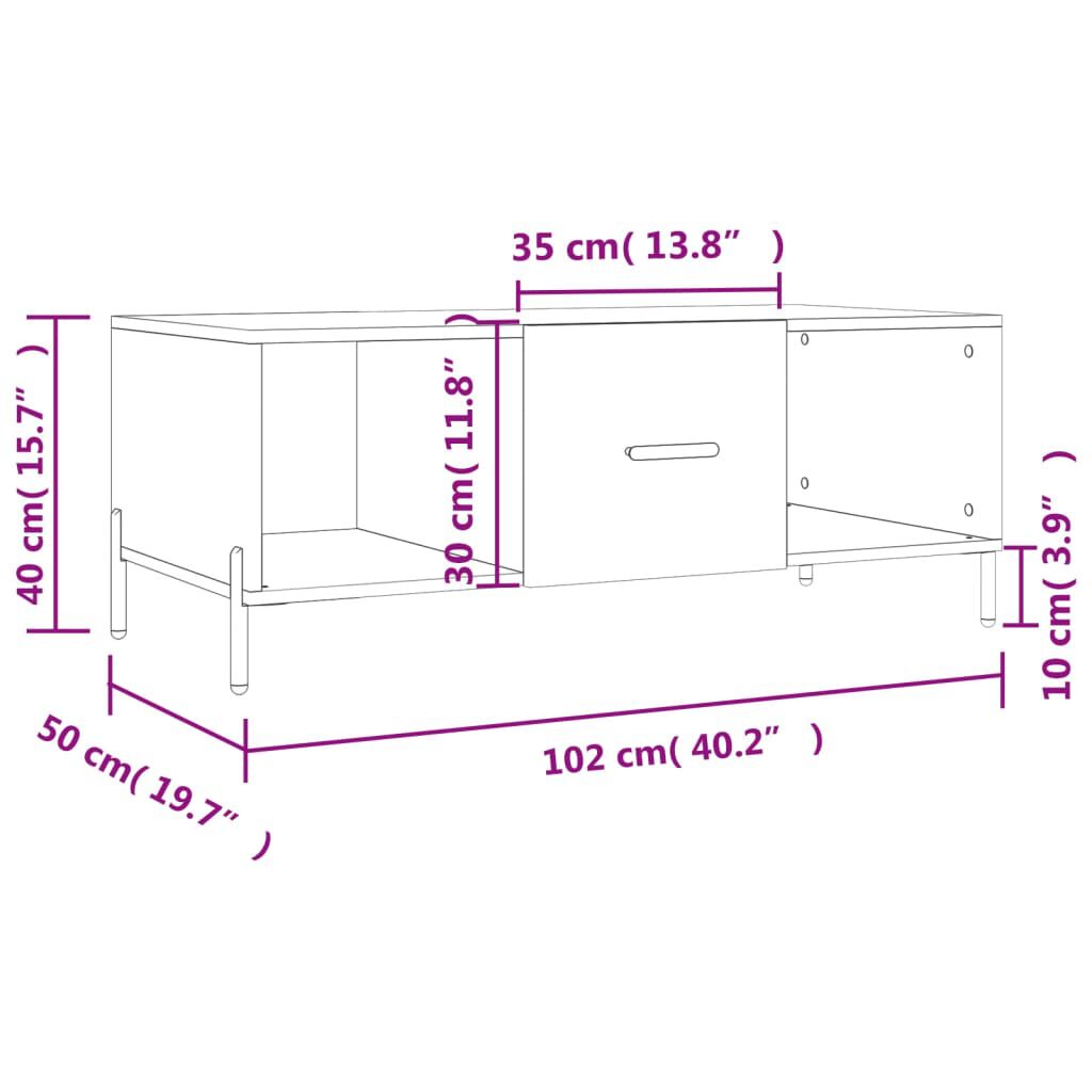 vidaXL Τραπεζάκι Σαλονιού Γκρι Σκυρ. 102x50x40 εκ. Επεξεργασμένο Ξύλο
