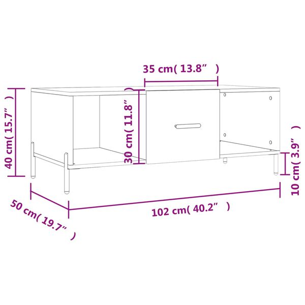 vidaXL Τραπεζάκι Σαλονιού Γκρι Σκυρ. 102x50x40 εκ. Επεξεργασμένο Ξύλο