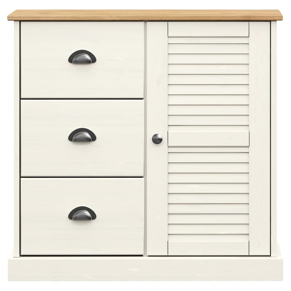 vidaXL Ντουλάπι με Συρτάρια VIGO Λευκό 78x40x75 εκ. Μασίφ Ξύλο Πεύκου