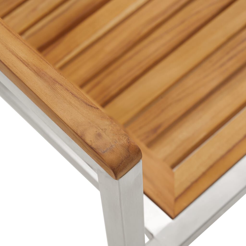 vidaXL Καρέκλες Κήπου 2 τεμ. από Μασίφ Ξύλο Teak/Ανοξείδωτο Ατσάλι