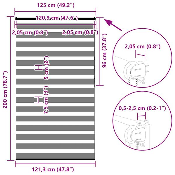vidaXL Ζέβρα τυφλή Μαύρο Πλάτος υφάσματος 120,9 εκ. Πολυεστέρας