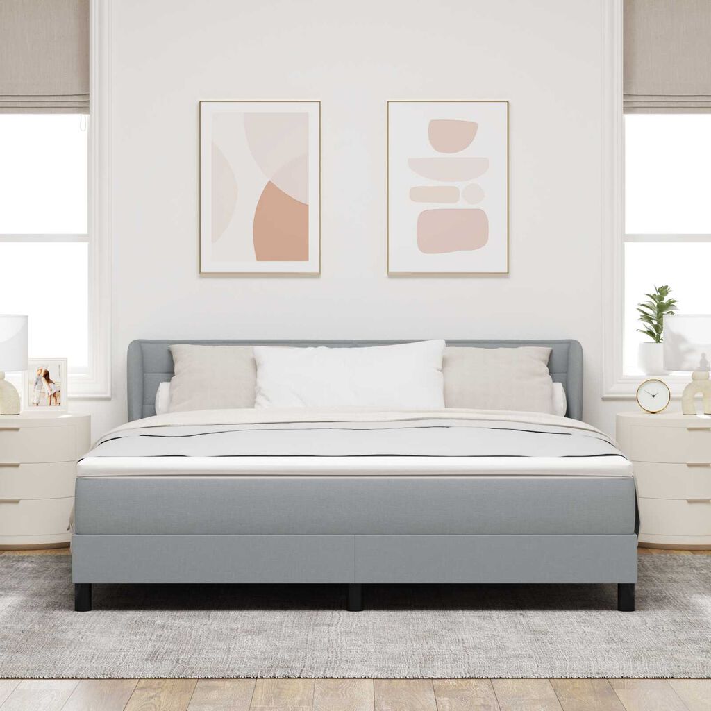 κρεβάτι Box Spring με στρώμα vidaXL ανοιχτό γκρι 180x200 εκ. ύφασμα