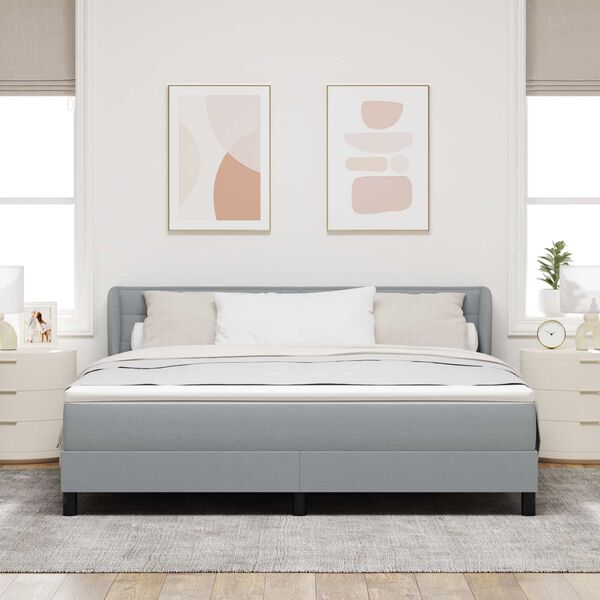 κρεβάτι Box Spring με στρώμα vidaXL ανοιχτό γκρι 180x200 εκ. ύφασμα