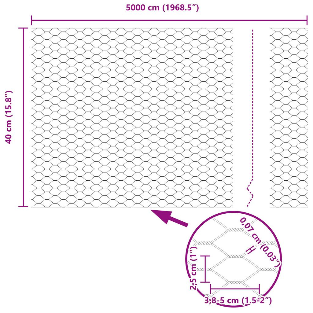 vidaXL Εξάγωνος Φράχτης Πράσινος 0.4x50 μ Ατσάλι