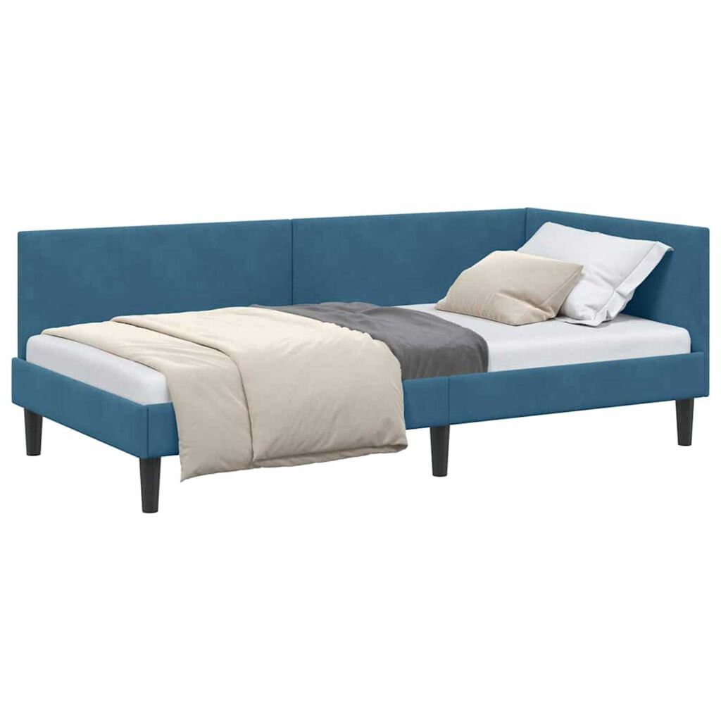 vidaXL Κρεβάτι Γωνίας Μπλε 100 x 200 cm Βελούδο και Εργοστασιακό ξύλο