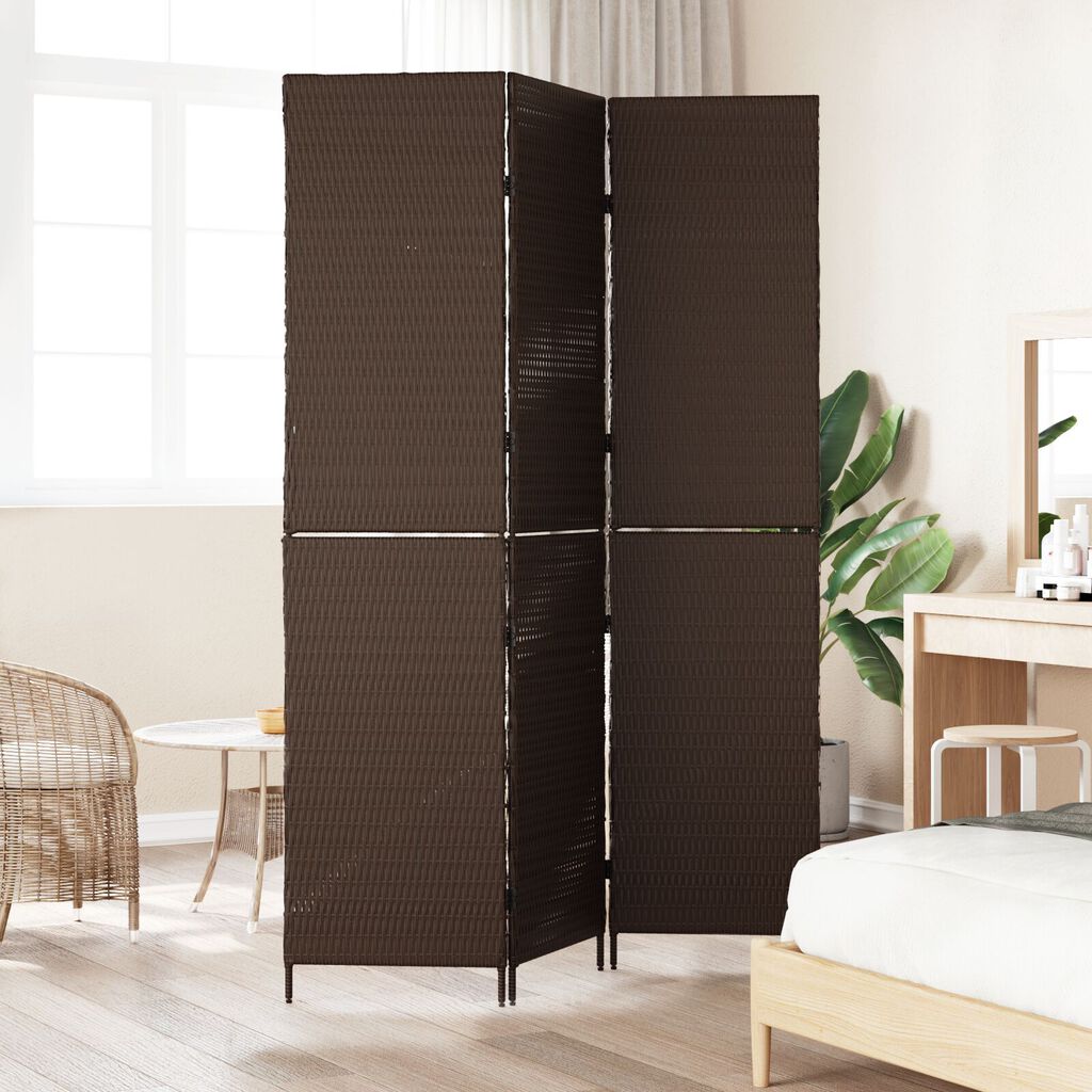 vidaXL Χωρίσματα Δωματίου 3 Πάνελ Φορητά Καφέ 146x180 εκ. Πολυρατάν