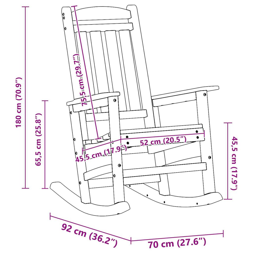 vidaXL Κουνιστές καρέκλες 2 τεμ Λευκό 70x92x107.5 εκ HDPE