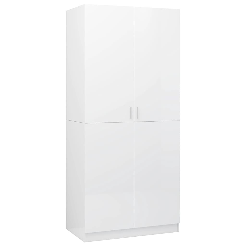 vidaXL Ντουλάπα Γυαλιστερό Λευκό 80 x 52 x 180 εκ. από Επεξ. Ξύλο